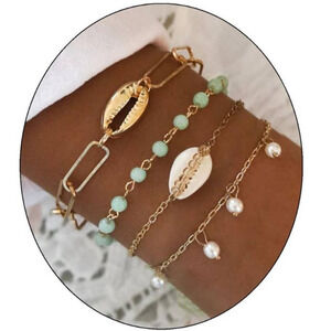 Boho Charm 4 Piece‎ Gold Bracelet Set NEW